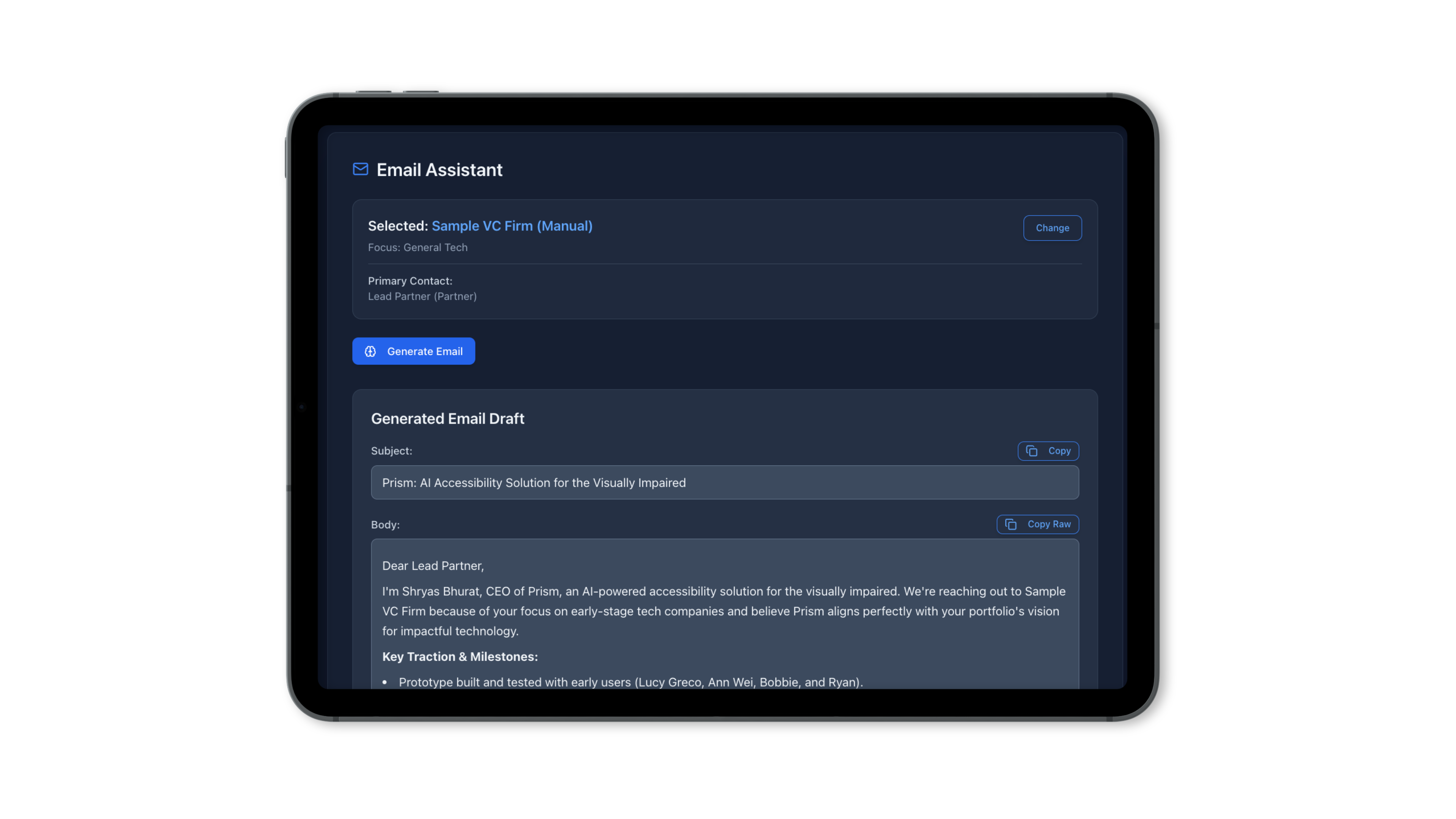 Illustration of personalized email outreach